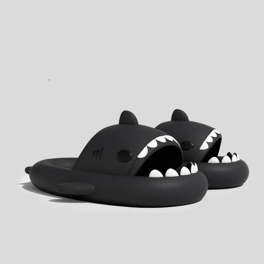 Adult Shark Slippers Summer Men Shark Slides Women  Bathroom Flip Flops Couple Home Anti-skid Flat Shoes Kids Cartoon Sandals